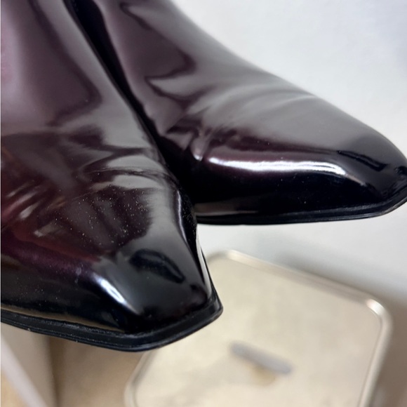 Franco Sarto Shiny Maroon Bronze Ankle Boots Block Heel 9.5 NEW L-Amber - Picture 5 of 7